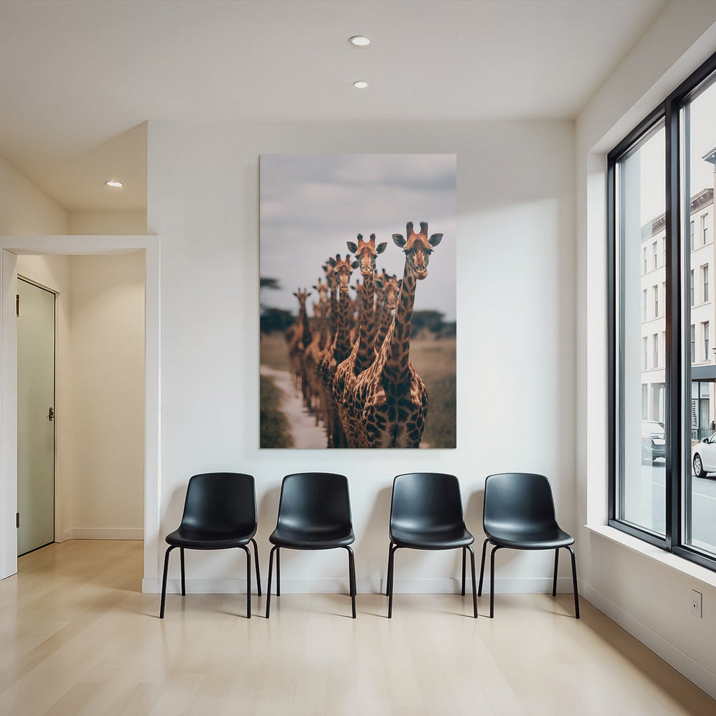 Giraffen In Der Savanne Gruppenbewegung
