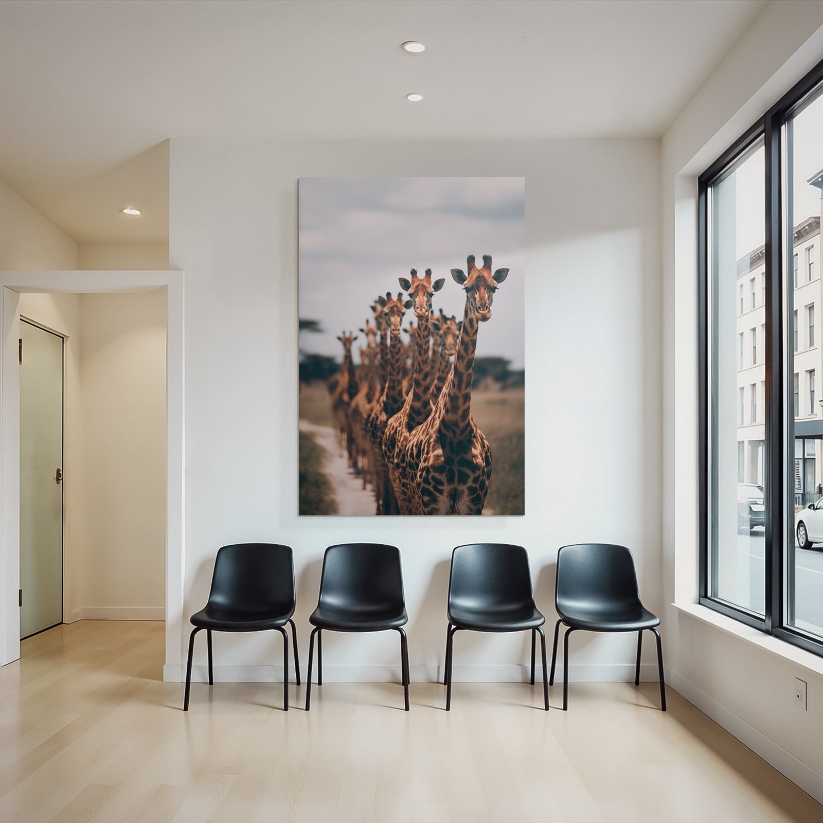 Giraffen In Der Savanne Gruppenbewegung