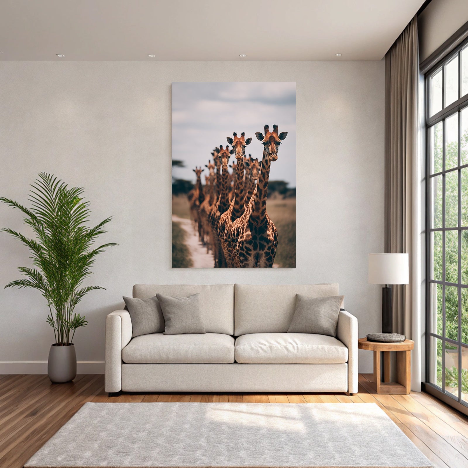 Giraffen In Der Savanne Gruppenbewegung