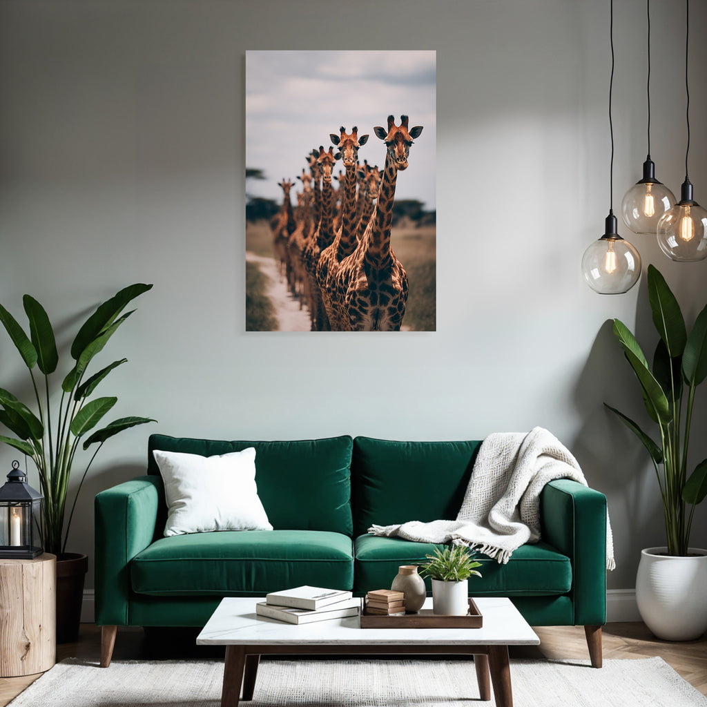 Giraffen In Der Savanne Gruppenbewegung