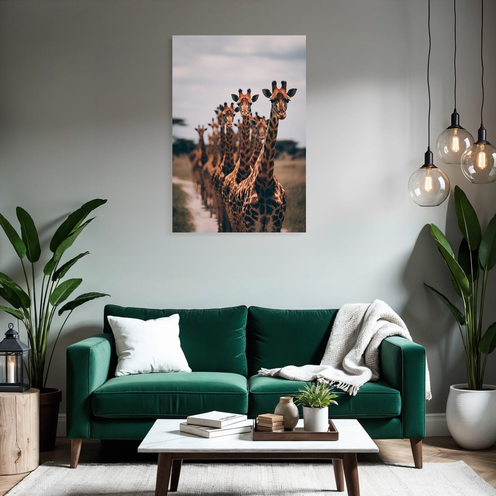 Giraffen In Der Savanne Gruppenbewegung