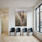 Giraffen In Der Savanne Mit Nebel Im Hintergrund