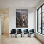 Gruppe Elephants Im Vordergrund Bewegung Moody Hintergrund