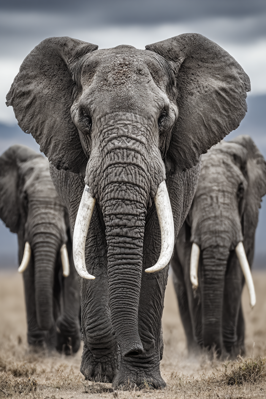 Gruppe Von Elefanten Im Naturumfeld Mit Grossen Stosszähnen | Safari und Wildtiere | Tiere