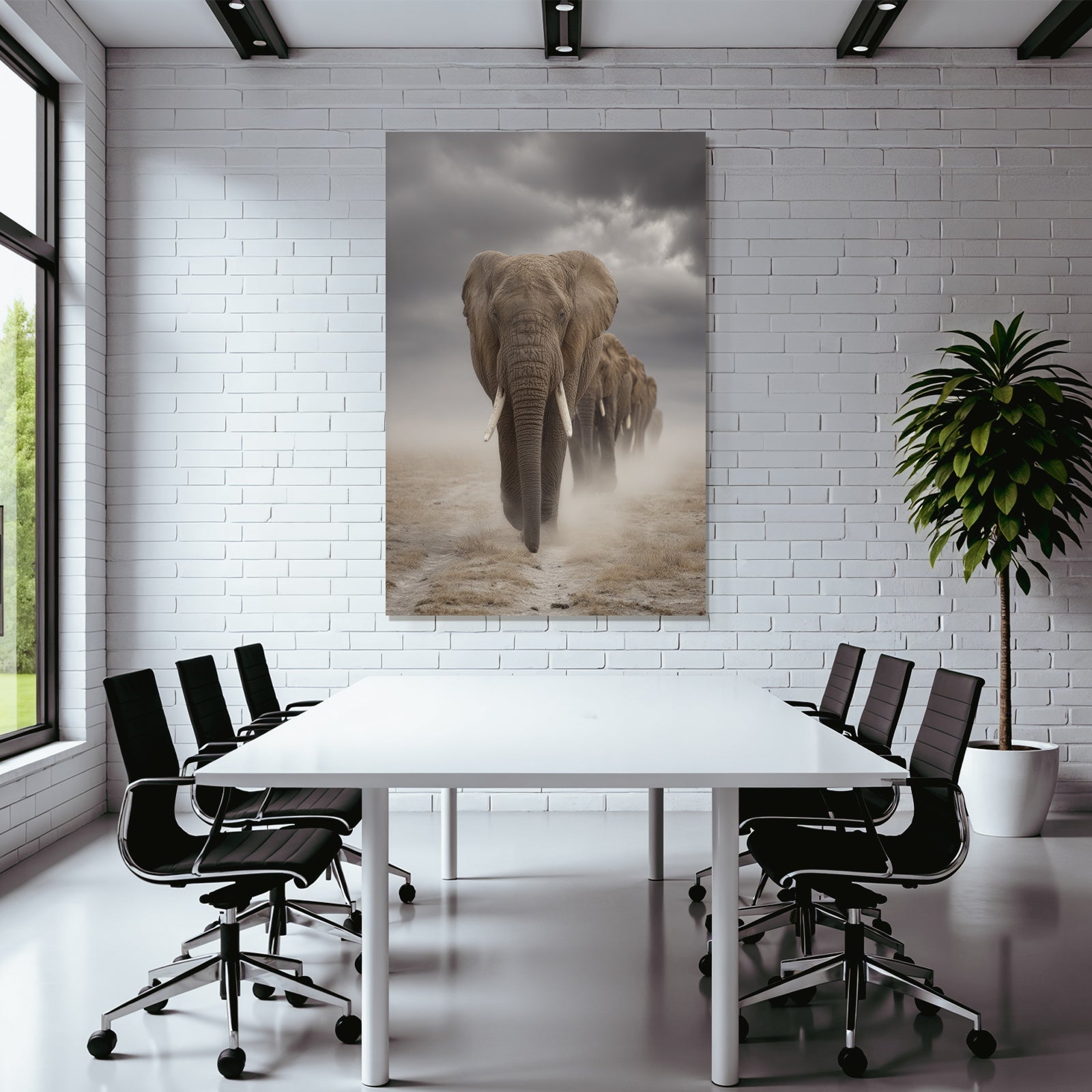 Gruppe Von Elefanten Walking Durch Staubige Landschaft