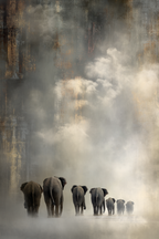 Herde Elefanten Im Nebel Atmosphärische Szene Tranquilität Natur | Safari und Wildtiere | Tiere