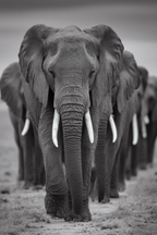 Herde Von Elefanten Im Fokus Bw | Safari und Wildtiere | Tiere
