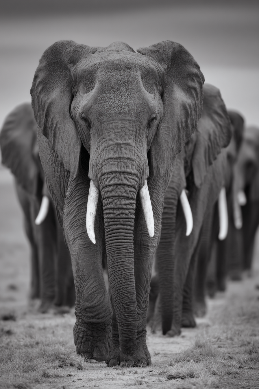 Herde Von Elefanten Im Fokus Bw | Safari und Wildtiere | Tiere