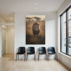 Lion Geht Durch Hochgras Bei Sonnenuntergang