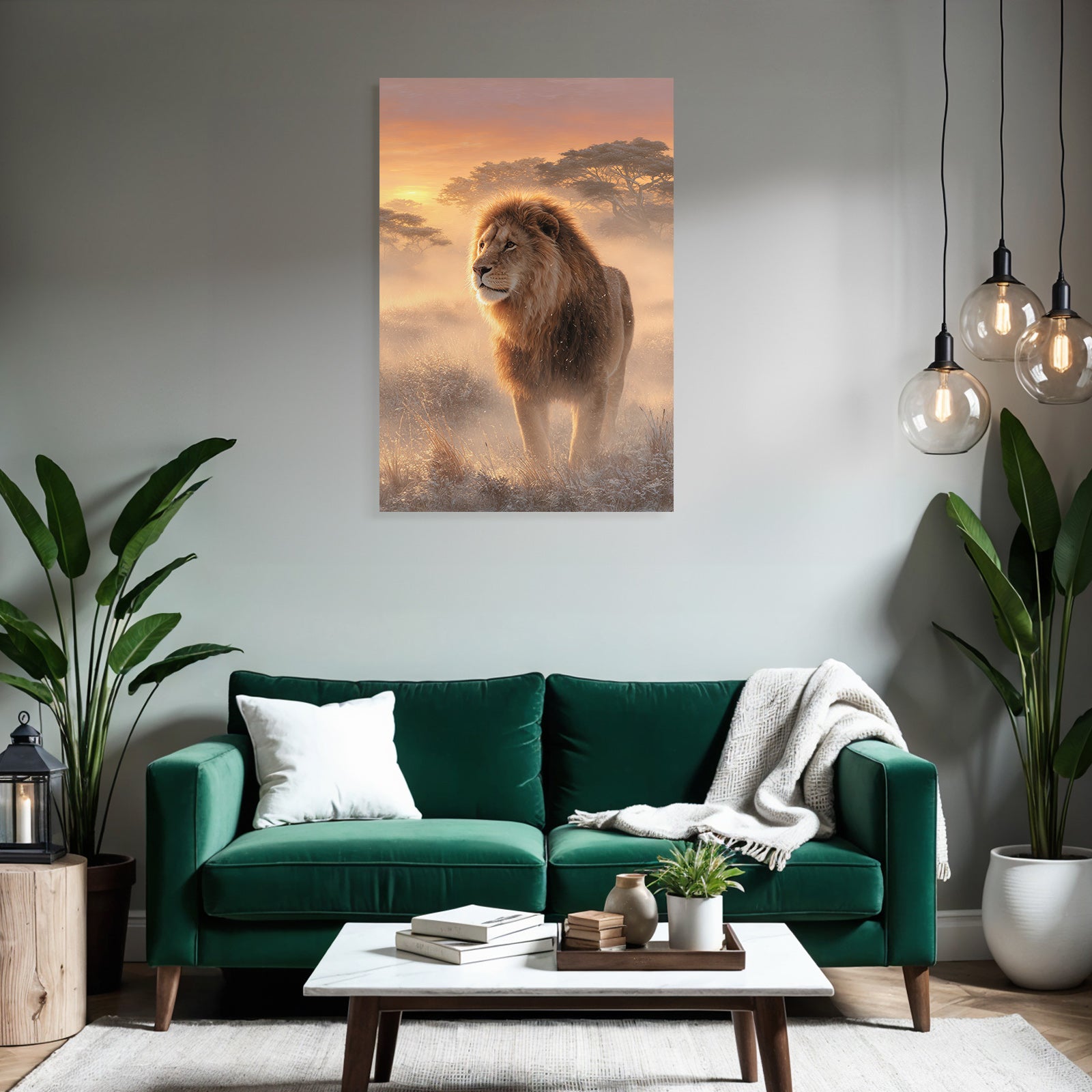 Lion Im Der Natur Regal Im Grossen Horizont Mit Farbenprächtigem Himmel