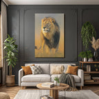 Lion Im Hochgras Mit Hintergrund In Der Savanne