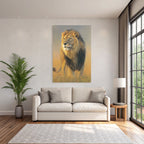 Lion Im Hochgras Mit Hintergrund In Der Savanne