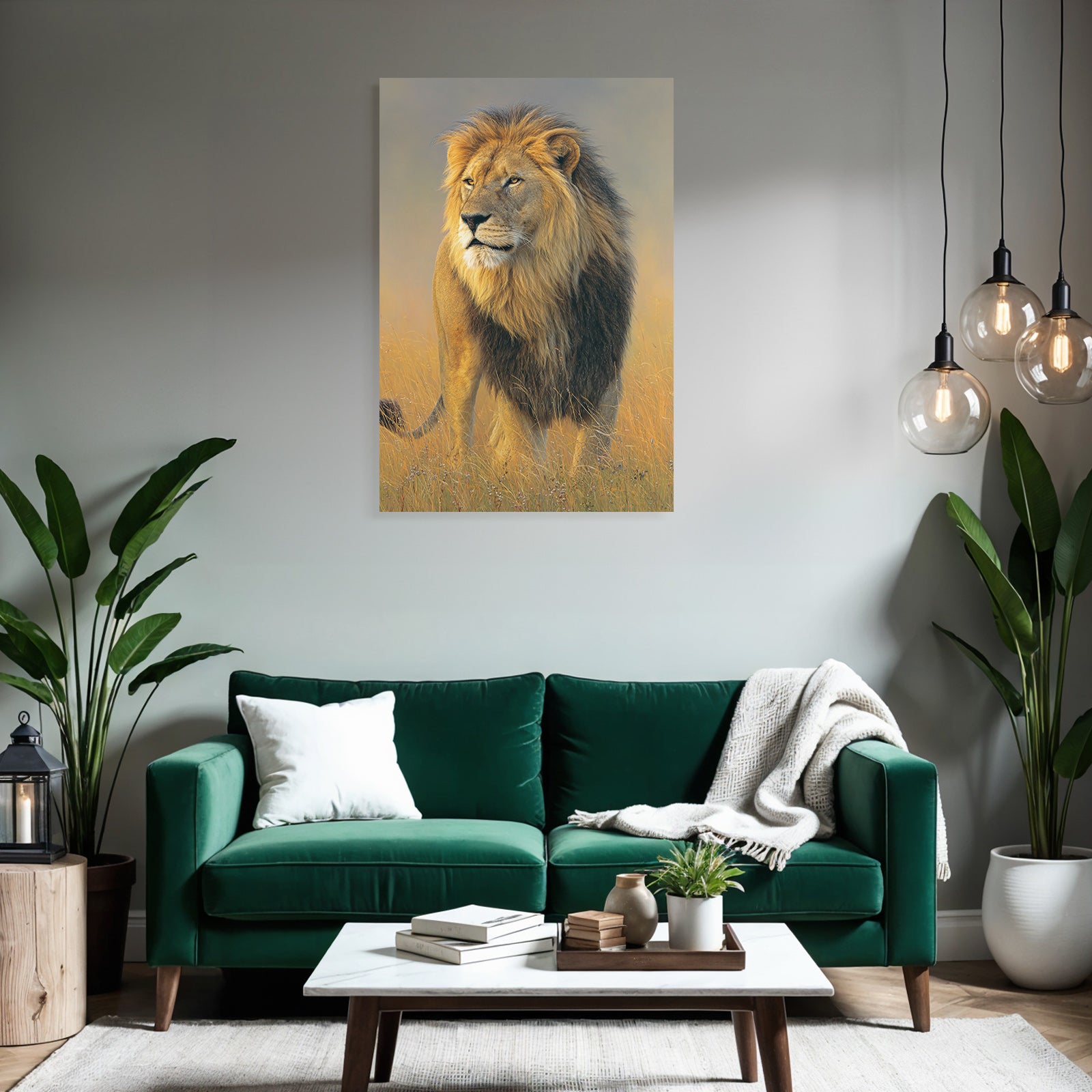 Lion Im Hochgras Mit Hintergrund In Der Savanne