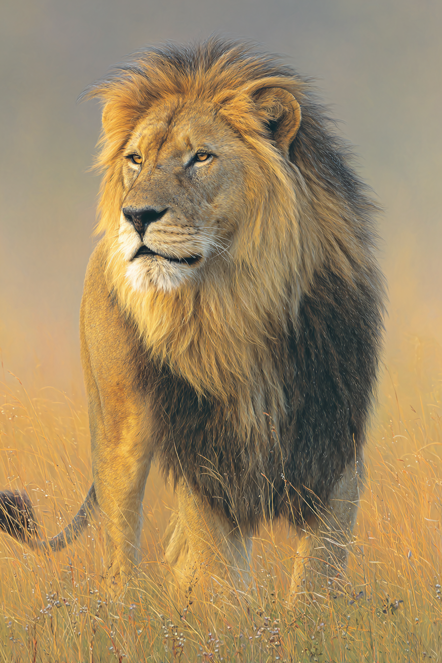 Lion Im Hochgras Mit Hintergrund In Der Savanne | Safari und Wildtiere | Tiere