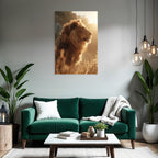 Lion In Profil Aufgenommen Im Goldenen Licht Mit Einer Majestätischen Atmosphäre