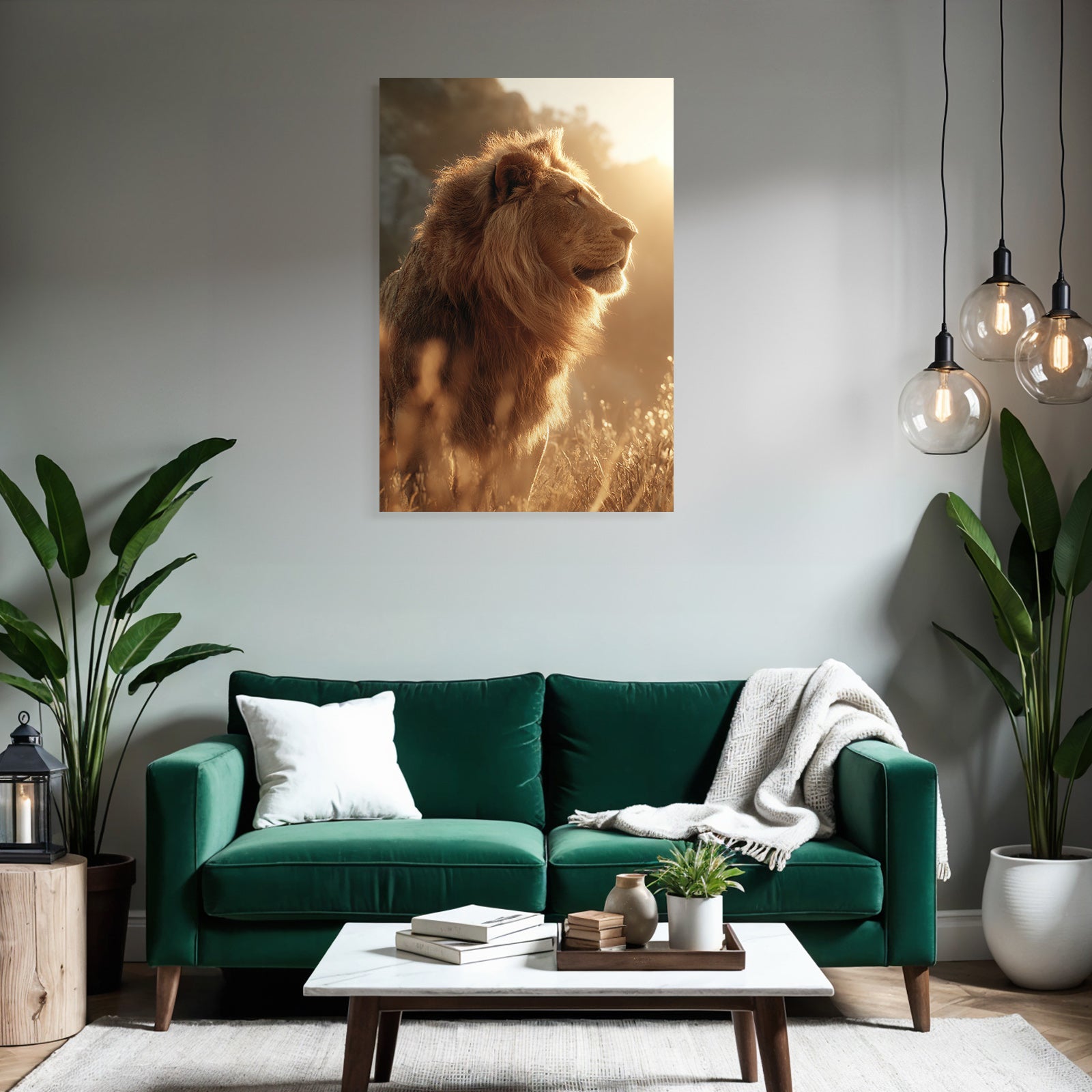 Lion In Profil Aufgenommen Im Goldenen Licht Mit Einer Majestätischen Atmosphäre
