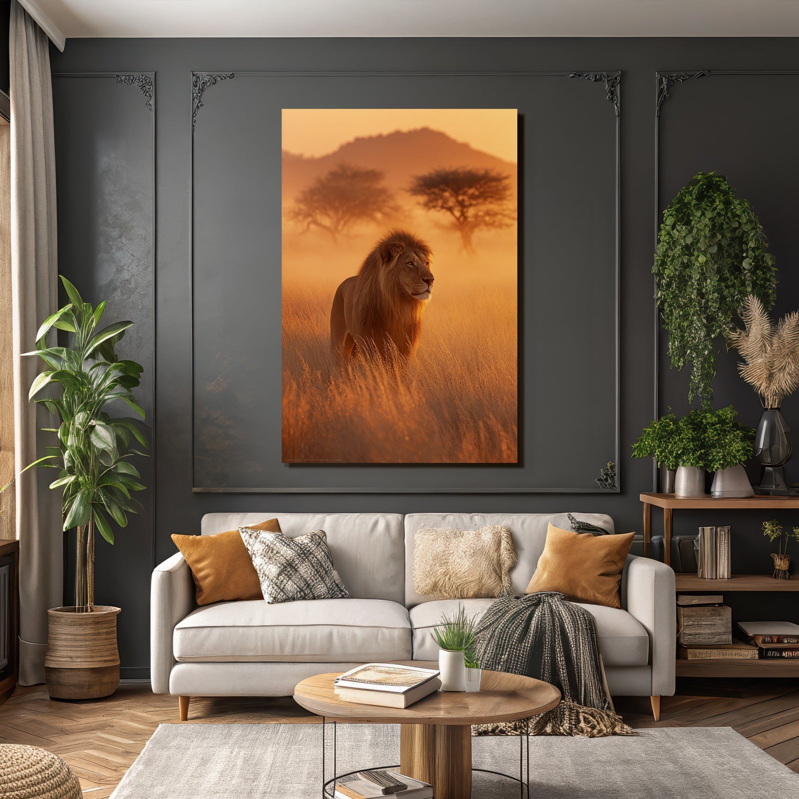 Lion Sunset Wildlife Natur Setting