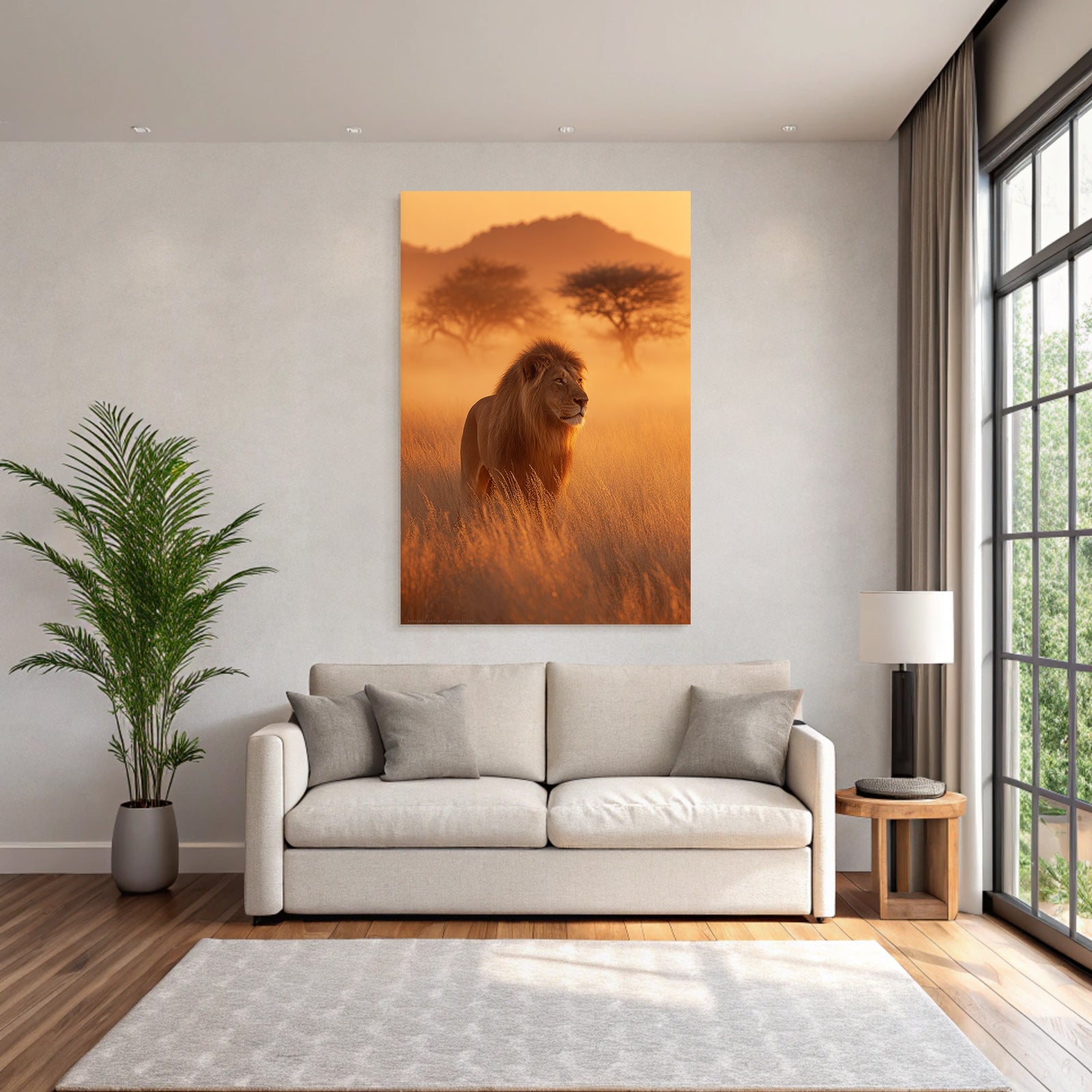 Lion Sunset Wildlife Natur Setting
