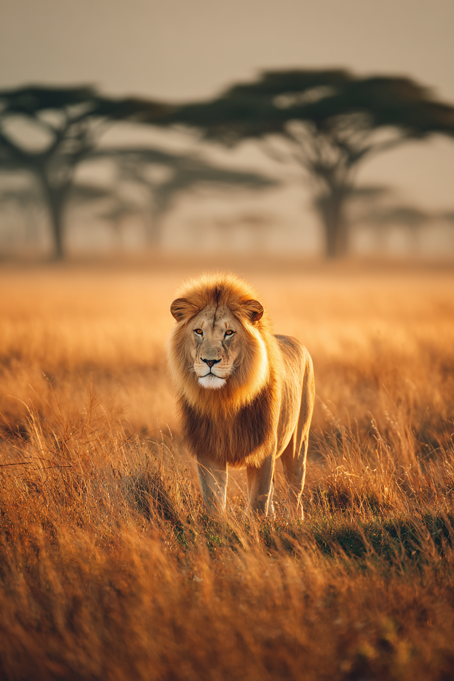 Löwen Im Grasland Bei Goldener Stunde | Safari und Wildtiere | Tiere