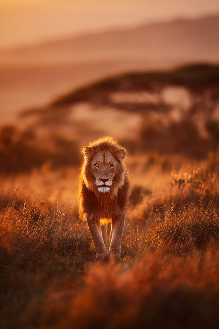 Löwen Spaziergang Durch Die Wiese Im Sonnenuntergang | Safari und Wildtiere | Tiere