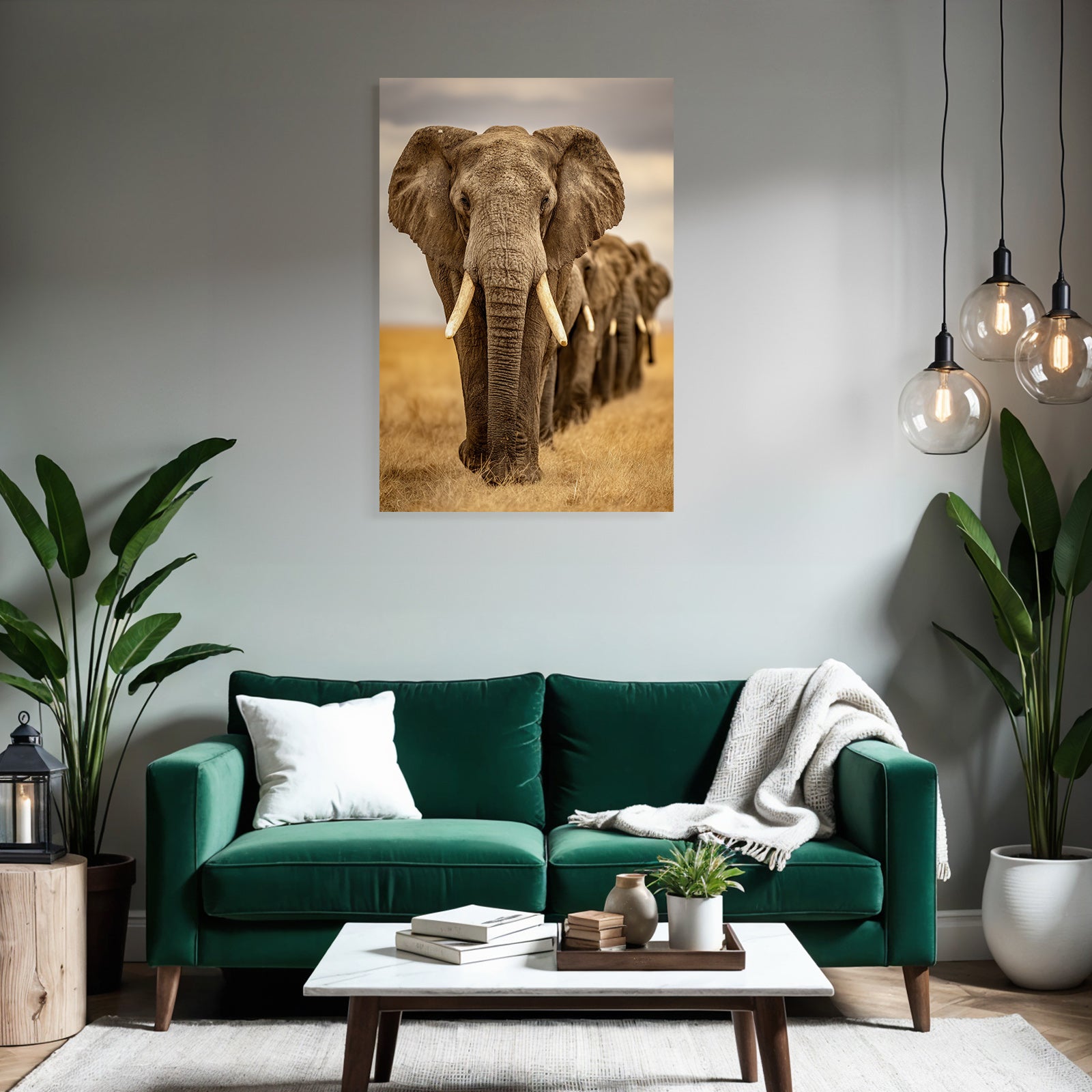 Nahaufnahme Eines Elephanten Mit Ohren Und Stosszähnen In Der Savanne