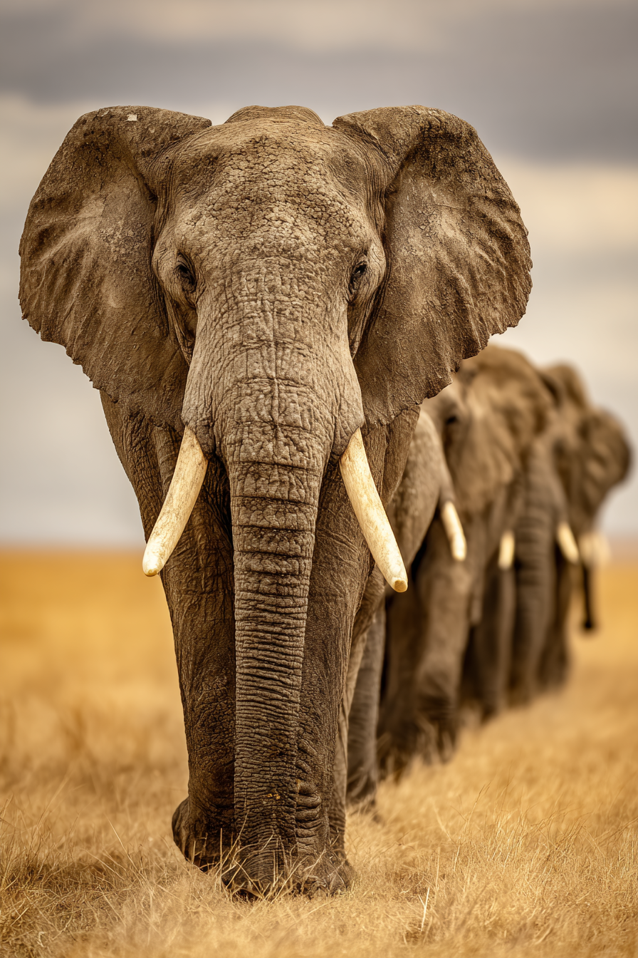 Nahaufnahme Eines Elephanten Mit Ohren Und Stosszähnen In Der Savanne | Safari und Wildtiere | Tiere