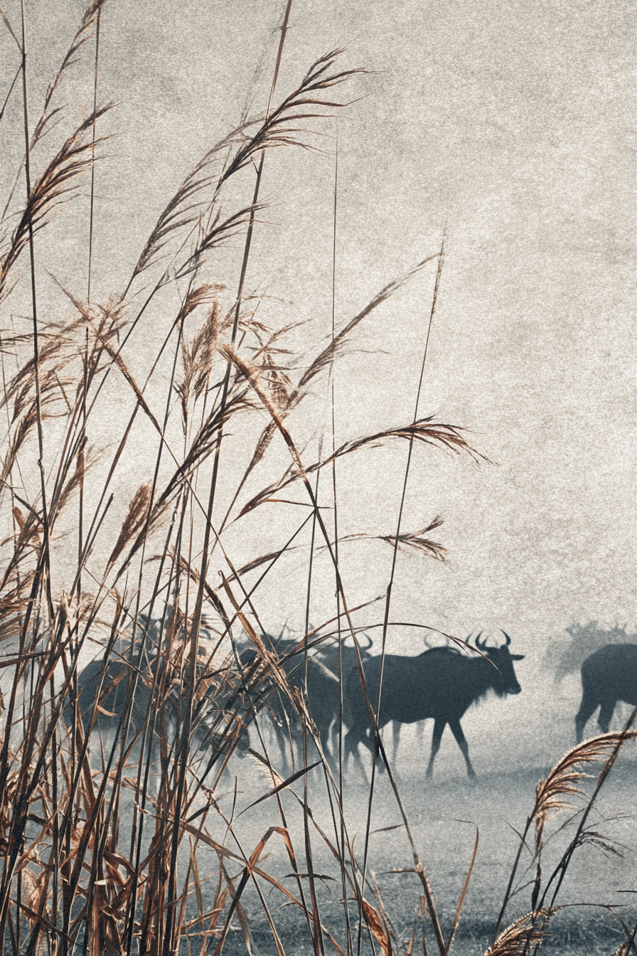 Nebeliger Landwirtschaft Mit Gras Und N | Safari und Wildtiere | Tiere