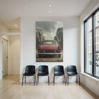 Rote Autos Elefanten Himmel Vintage Szene