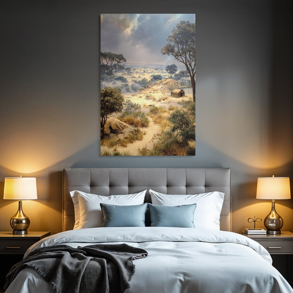 Scenic Landschaft Auf Dem Feld Mit Bäumen Und Zelt