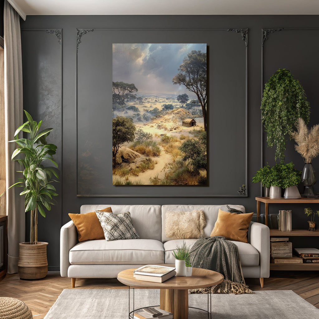 Scenic Landschaft Auf Dem Feld Mit Bäumen Und Zelt