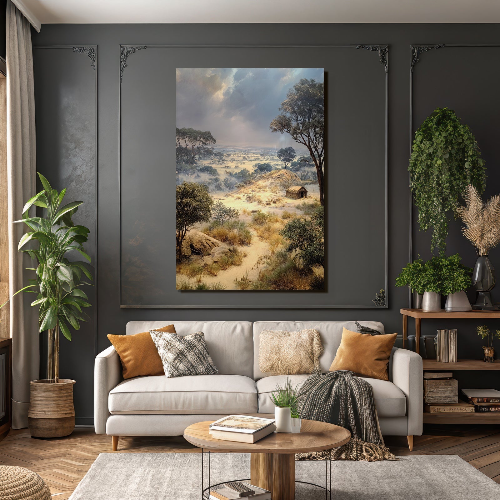 Scenic Landschaft Auf Dem Feld Mit Bäumen Und Zelt