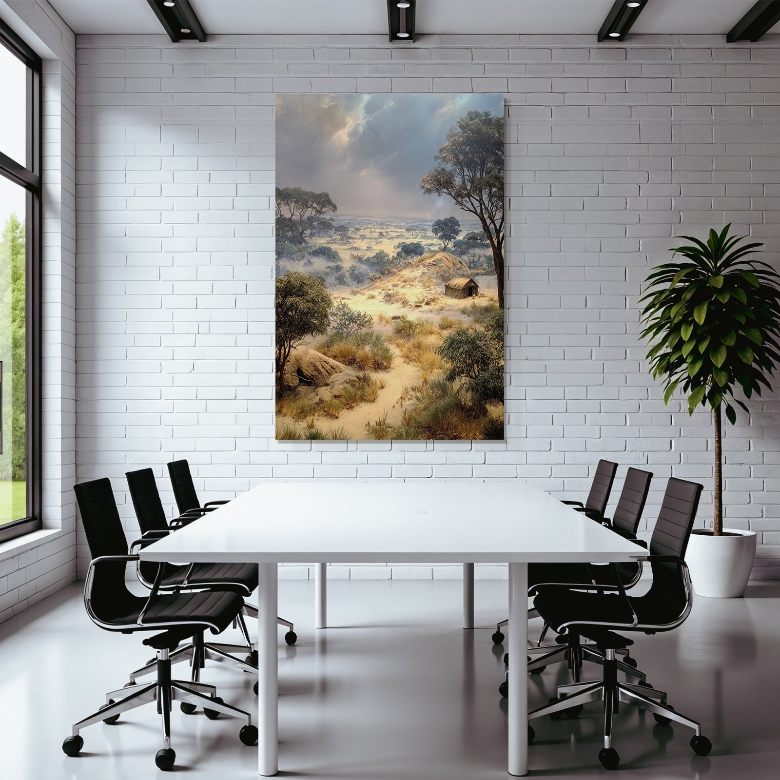 Scenic Landschaft Auf Dem Feld Mit Bäumen Und Zelt