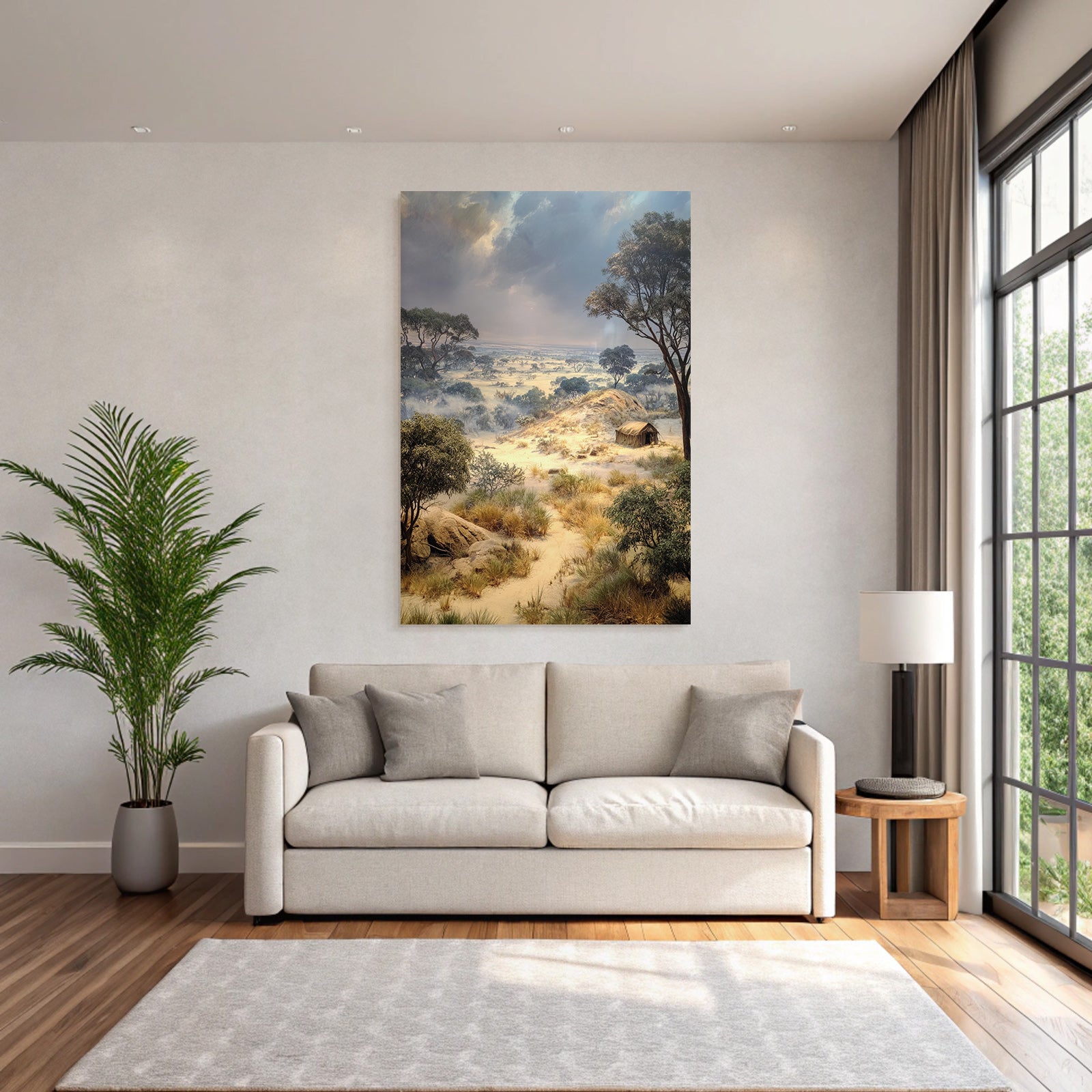 Scenic Landschaft Auf Dem Feld Mit Bäumen Und Zelt