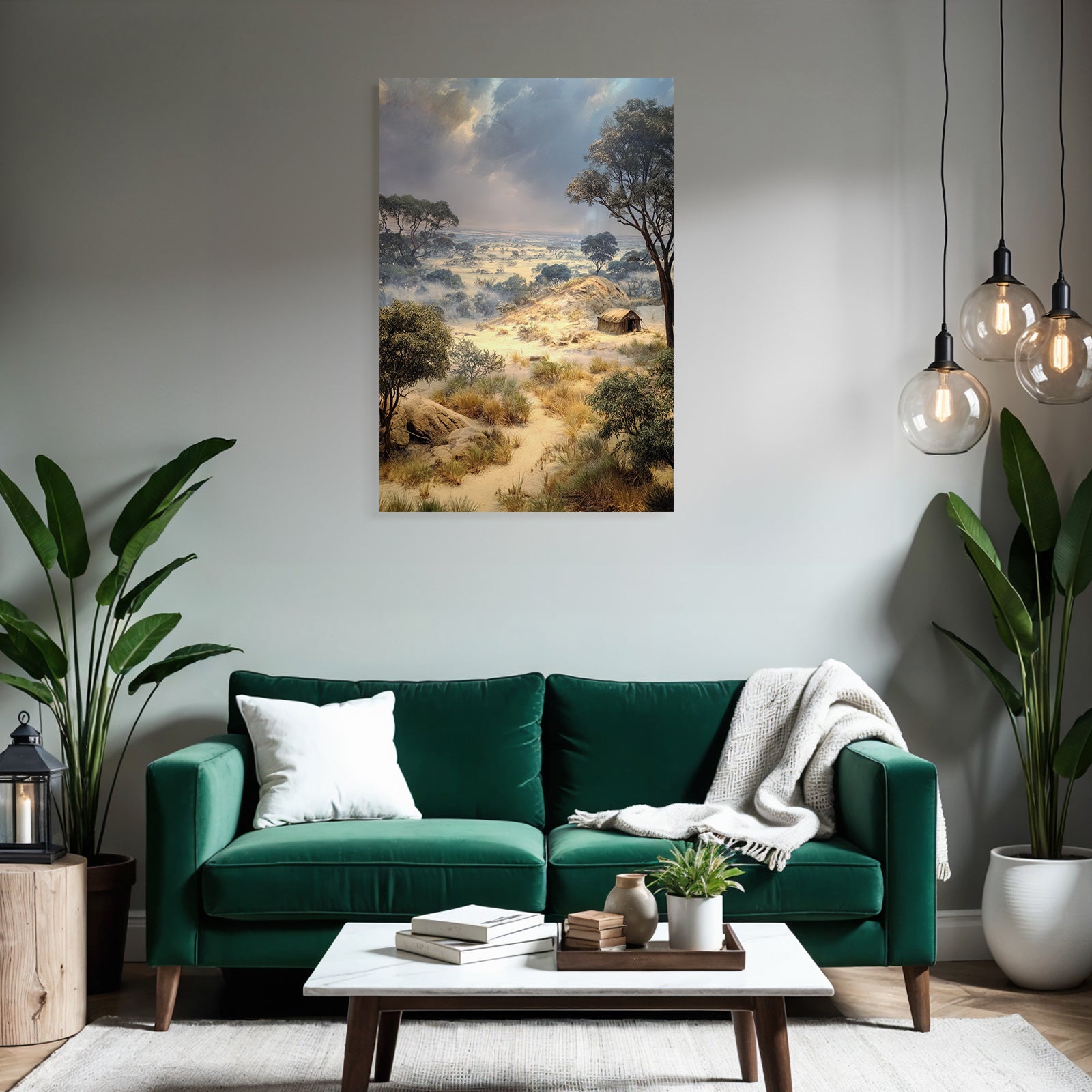 Scenic Landschaft Auf Dem Feld Mit Bäumen Und Zelt