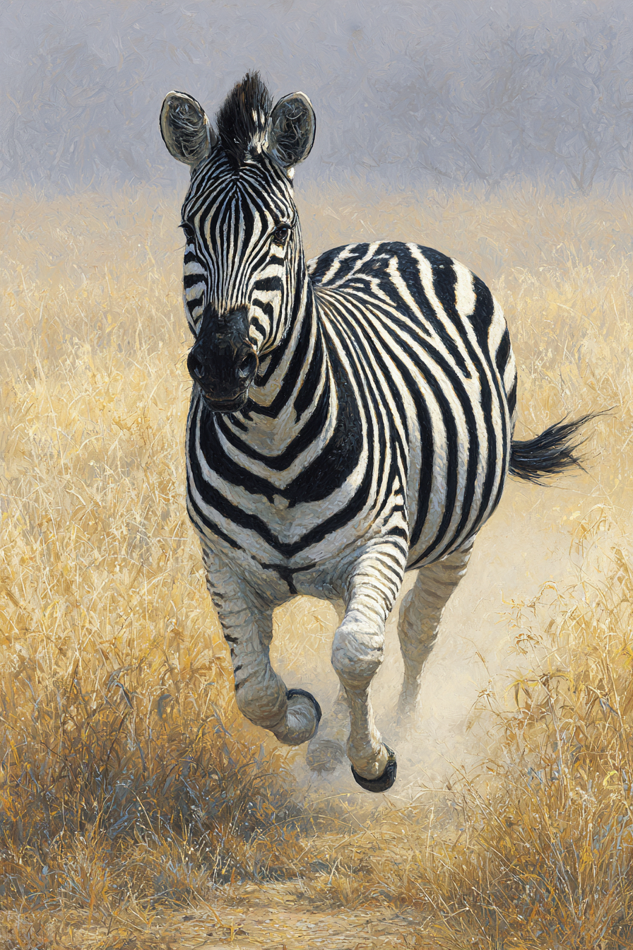 Zebra Laüft Durch Eine Grüne Landschaft Mit Trockenen Gras | Safari und Wildtiere | Tiere