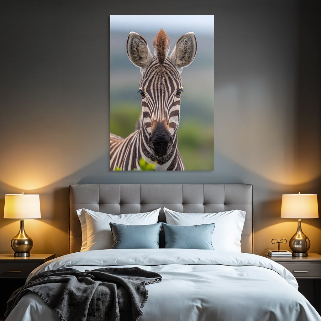 Zebras head closeup on savannah
