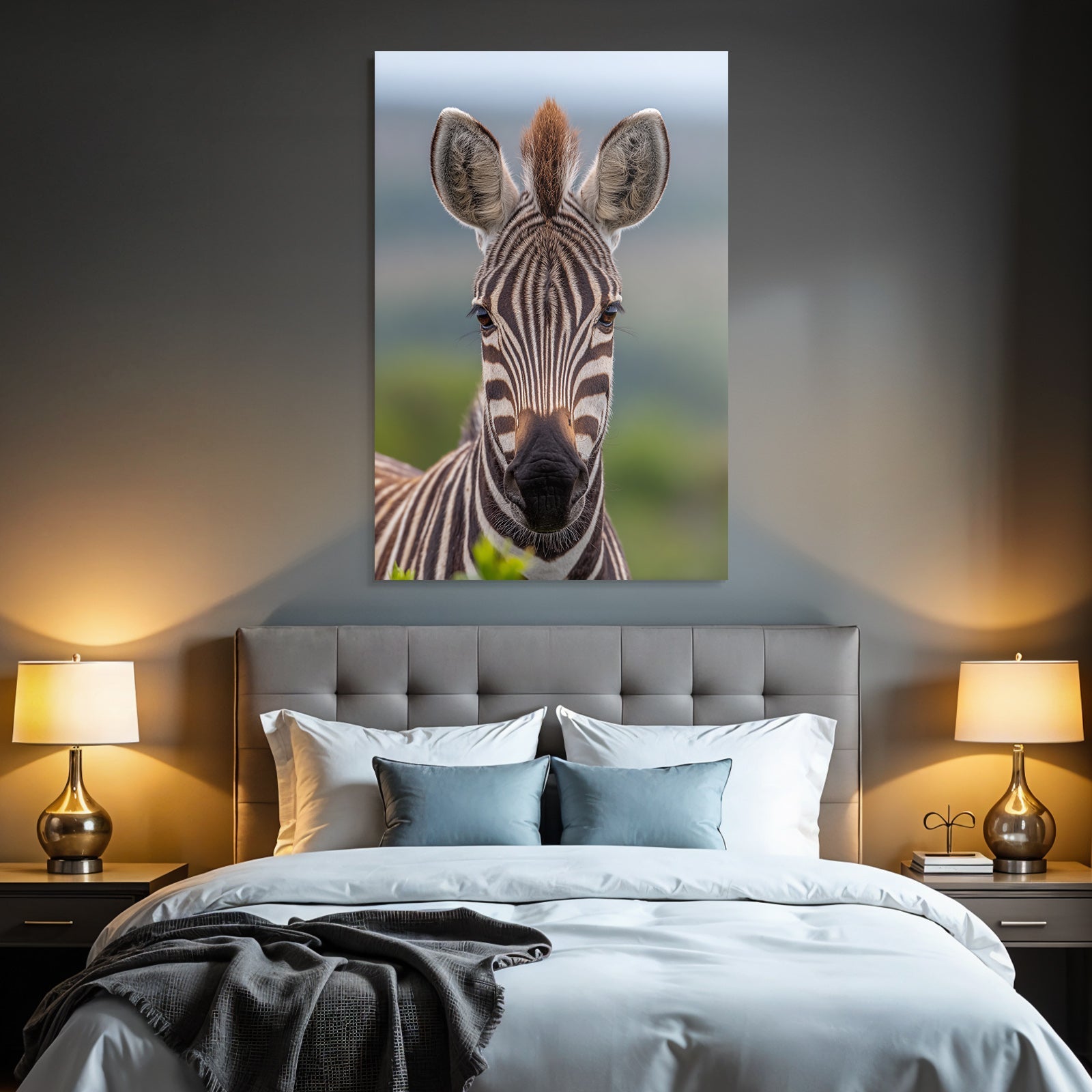 Zebras head closeup on savannah