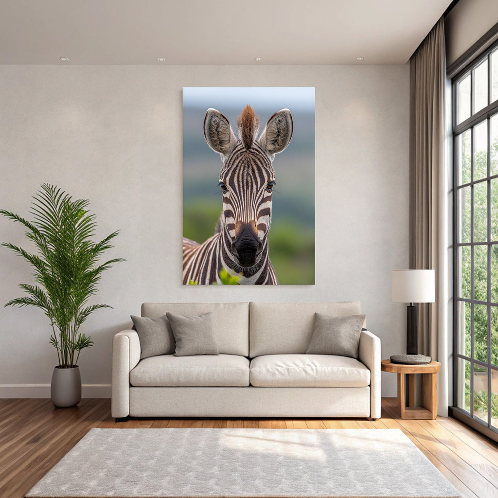 Zebras head closeup on savannah
