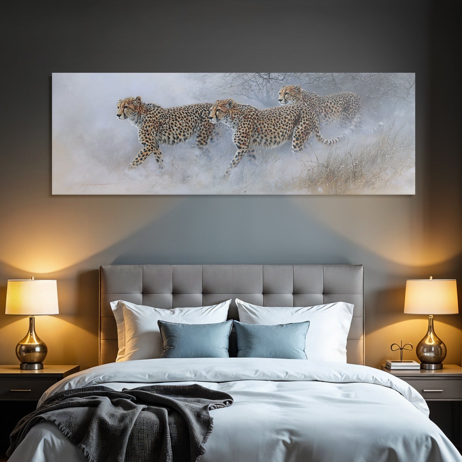 Cheetahs Im Wolkigen Landscape