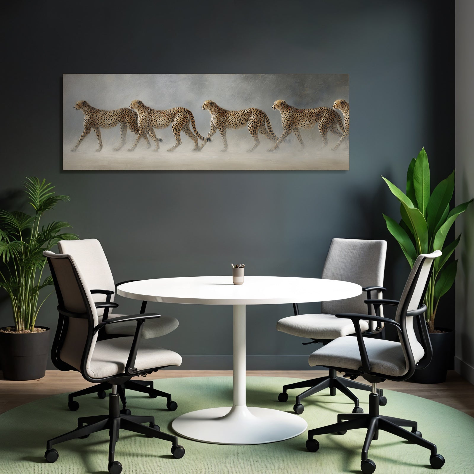 Cheetahs In Der Linie Mit Distinktiven Flecken Und Elegantem Form