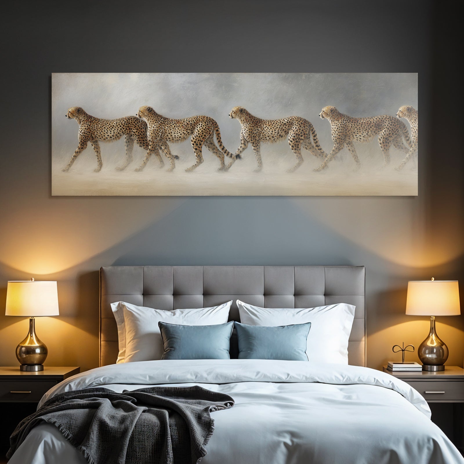 Cheetahs In Der Linie Mit Distinktiven Flecken Und Elegantem Form