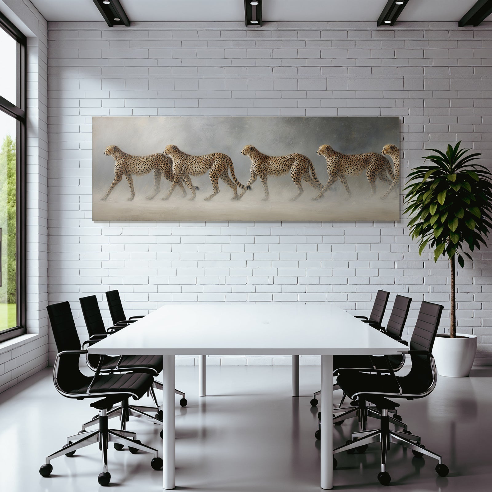 Cheetahs In Der Linie Mit Distinktiven Flecken Und Elegantem Form