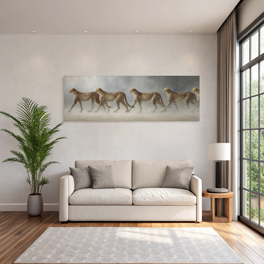 Cheetahs In Der Linie Mit Distinktiven Flecken Und Elegantem Form