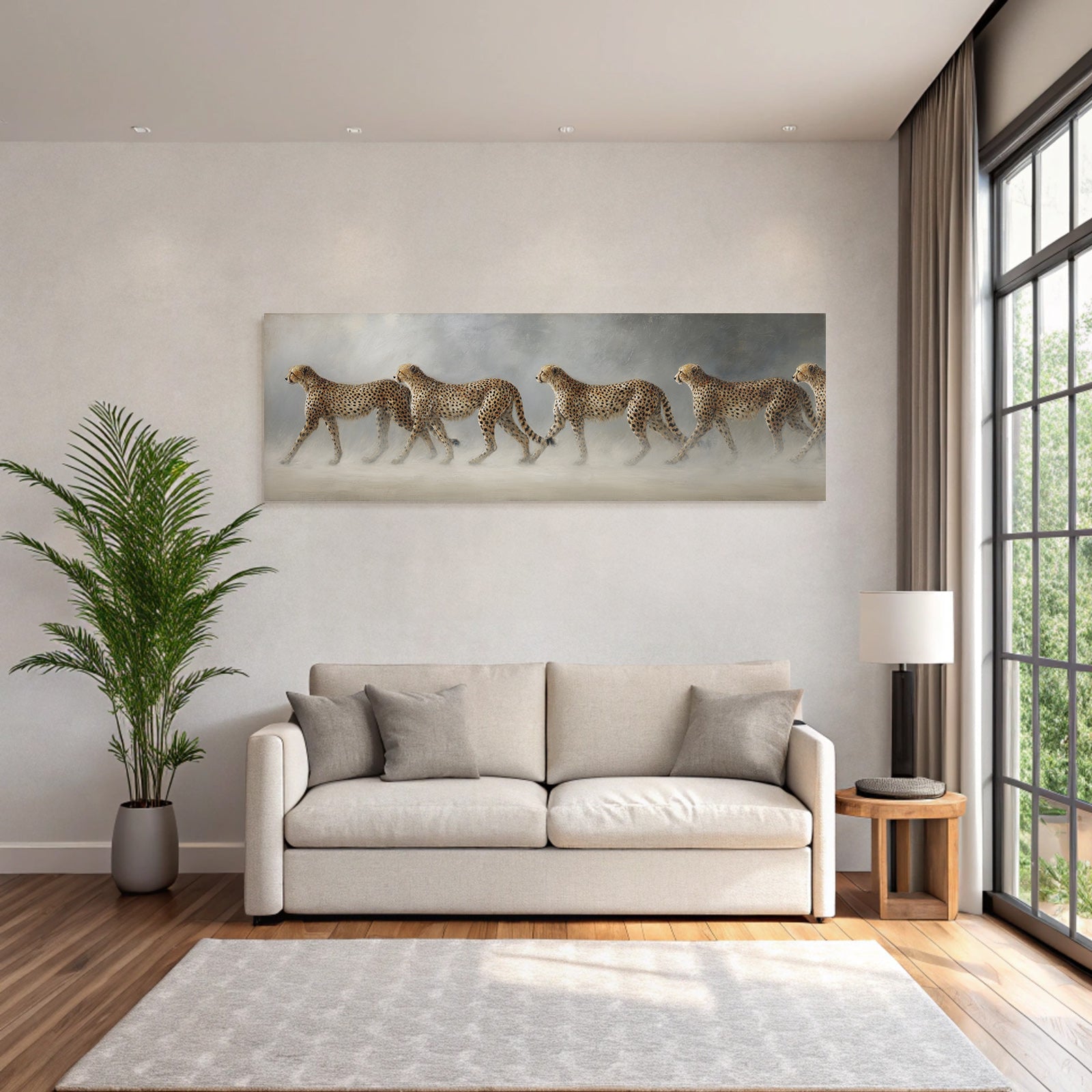 Cheetahs In Der Linie Mit Distinktiven Flecken Und Elegantem Form