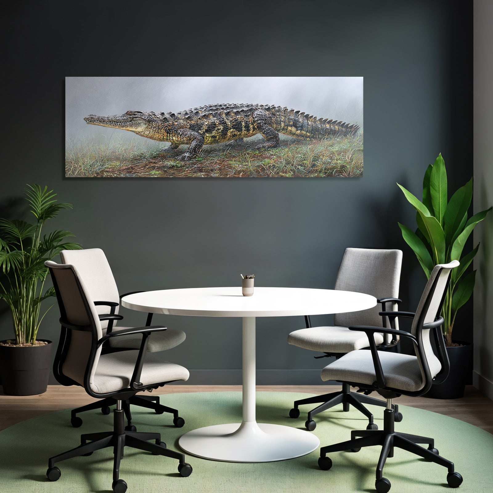 Crocodile Realistische Illustration Mistige Umgebung