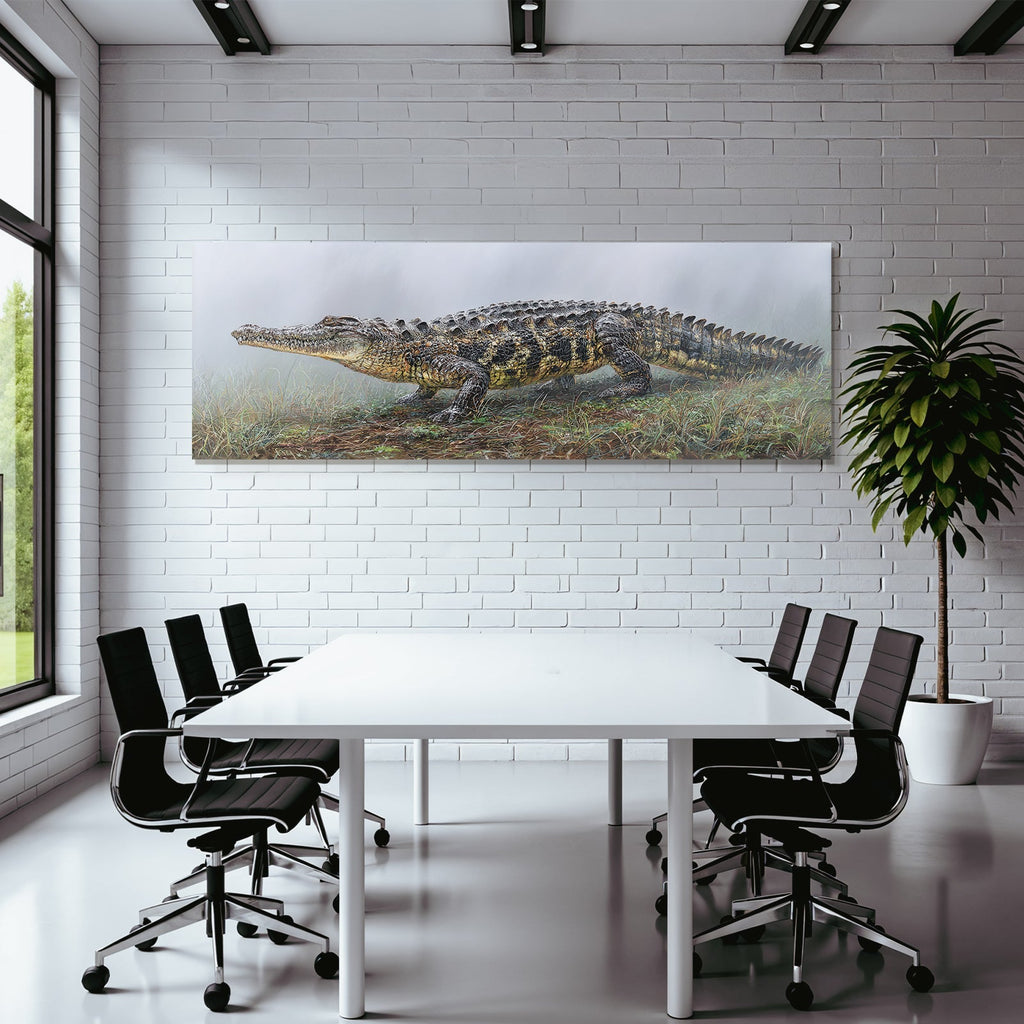 Crocodile Realistische Illustration Mistige Umgebung