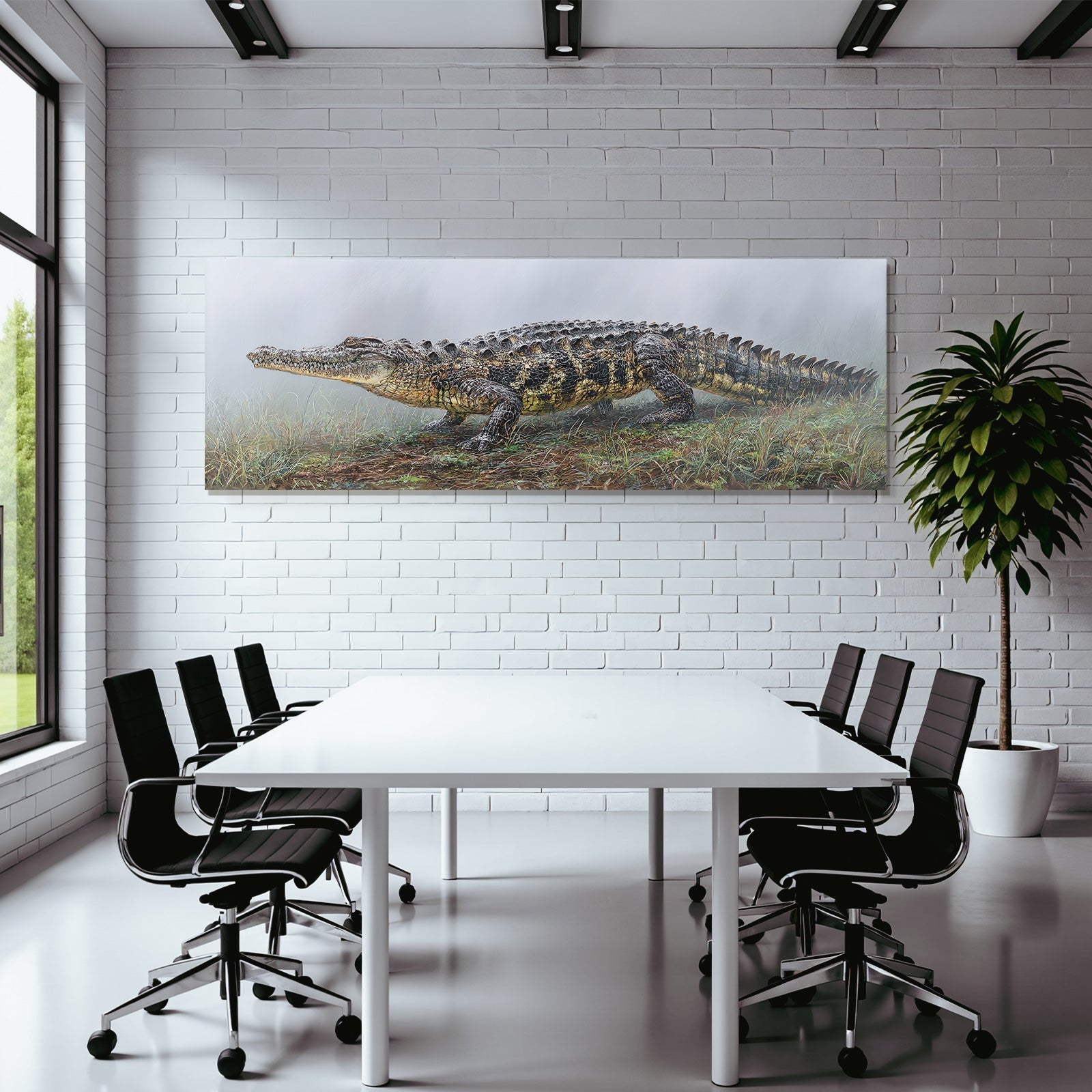 Crocodile Realistische Illustration Mistige Umgebung