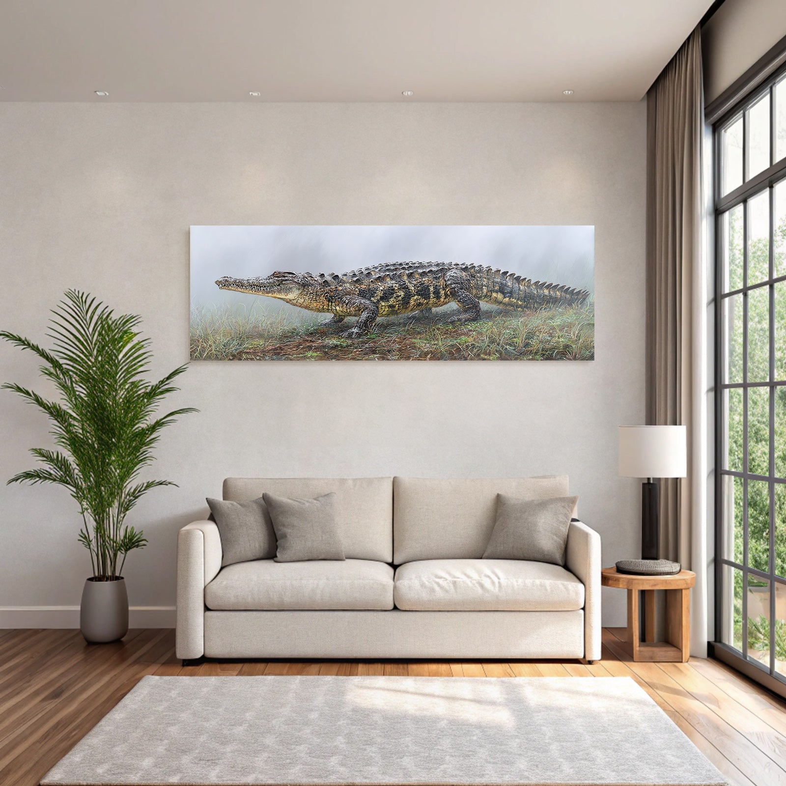Crocodile Realistische Illustration Mistige Umgebung