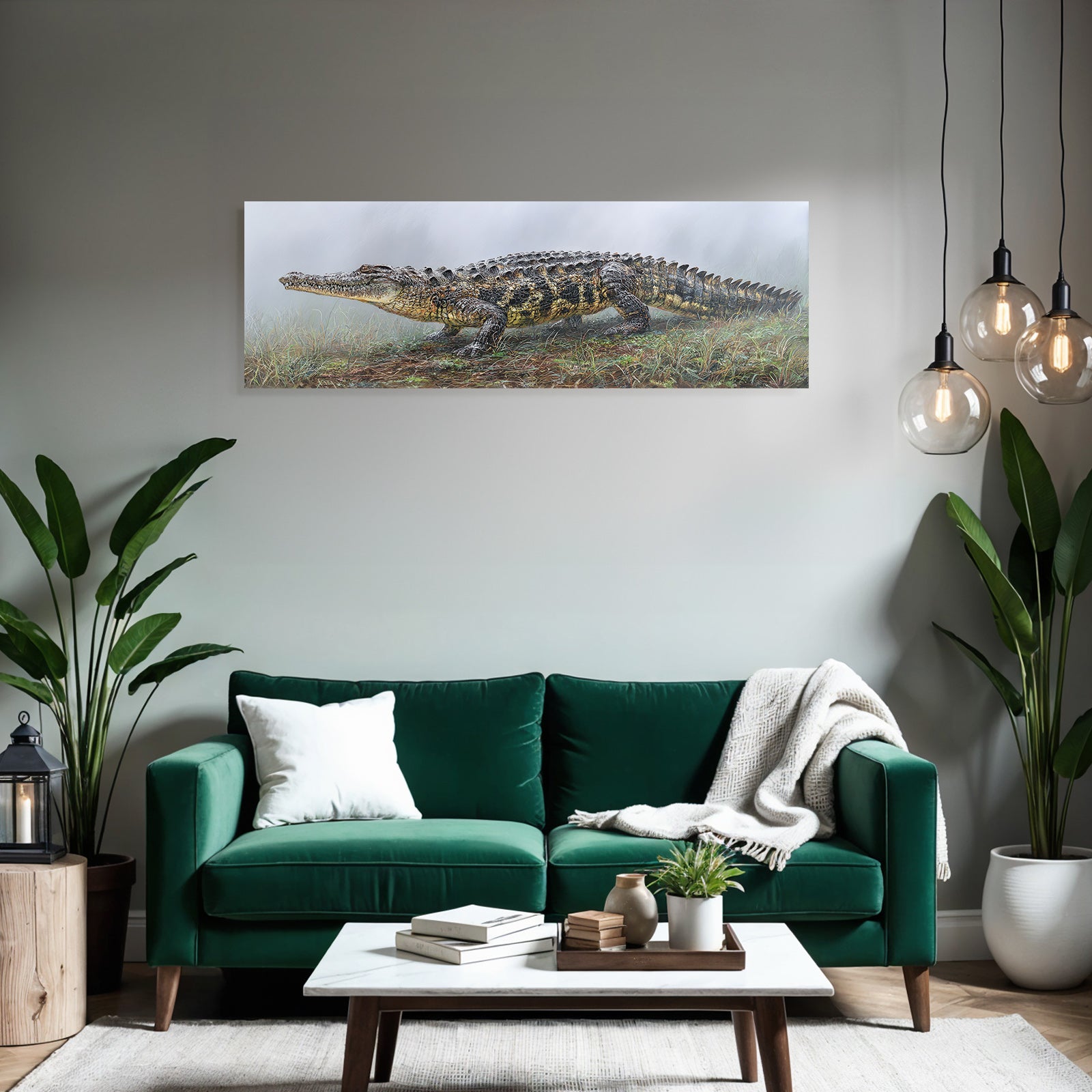 Crocodile Realistische Illustration Mistige Umgebung