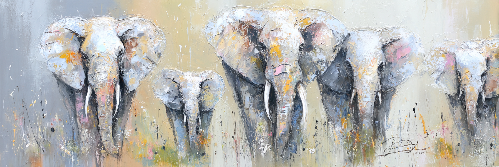 Elefanten Abstracte Kunst Vibrant Farben Texture | Safari und Wildtiere | Tiere